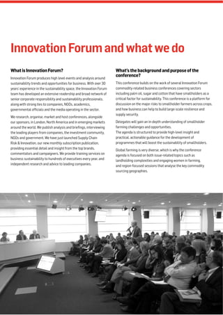 WhatisInnovationForum?
Innovation Forum produces high level events and analysis around
sustainability trends and opportuni...