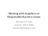Lecture six: Working with Suppliers on Responsible and Sustainable Business 