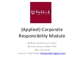 Corporate responsibility implementation, strategy, regulation and trends presentation