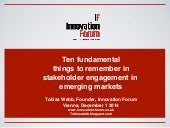 Ten key lessons on stakeholder engagement in emerging markets and two case studies 