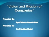 Vision and mission of companies 